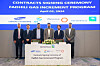 Samsung E&A CEO Namkoong Hong second from left, and Saudi Aramco executives pose for the photo after a signing ceremony on Tuesday at Dhahran, Saudi Arabia, to build gas processing facilities for the Fadhili industrial complex. [SAMSUNG E&A]