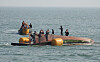 Divers conduct a search operation in waters near a northwestern border island on Sunday. A 12-ton fishing boat capsized in the sea off Soyeonpyeong Island at 6:07 p.m. Saturday, leaving three crew members, including the 63-year-old captain, missing. Two others were rescued, but one was later pronounced dead. The cause of the capsize was not immediately known. [YONHAP]