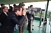 President Lee Jae Myung observes the North through binoculars in Yeoncheon County, Gyeonggi, on June 13. [JOINT PRESS CORPS]