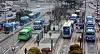 Buses operate at the Seoul Station transfer center in Jung District, central Seoul, on Jan. 12, a day before the Seoul city bus union launched a strike following the breakdown of wage talks. [NEWS1]