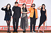 From left, M.C. Jang Ye-won, Shownu of boy band Monsta X, singers Soyou and Lee Seung-chul and rapper Jessi pose for the camera during the press event for Mnet's audition program 'Cap-Teen' held on Thursday. [MNET]
