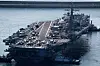 USS Ronald Reagan arrives in Busan on Friday. [YONHAP]