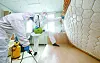 Cleaning professionals spray pesticides to control and deter bedbugs at a dormitory at Keimyung University in Daegu on Oct. 19. [NEWS1]