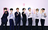 BTS poses for photos at an online press conference held on Friday morning prior to the release of its new digital single 'Dynamite.' [BIG HIT ENTERTAINMENT]