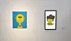 The portrait of Joo Ho-min created by his father Joo Jae-hwan, left, and a portrait of the father illustrated by his son open up the ″Homin and Jaehwan″ exhibition now held at the Seoul Museum of Art. [JEON TAE-GYU]