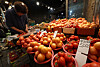 Tomatoes are displayed at Cheongnyangni Market in Dongdaemun District, eastern Seoul. With scorching temperatures gripping Korea, tomato prices are heating up, too, reflecting the toll extreme weather takes on agriculture. As of Aug. 3, the consumer price of tomatoes hit 6,716 won per kilogram ($10 per pound), a steep rise of 42.6 percent from the same period last year. [YONHAP]