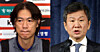 Hong Myung-bo, the Korean national football team’s current manager, left, and Korea Football Association Chairman Chung Mong-gyu [NEWS1, YONHAP]