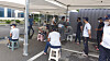 People wait to be tested for the coronavirus at a Covid-19 testing site in Cheongju, North Chungcheong, Wednesday, after health officials announced six Uzbek nationals in the city have tested positive this week. [YONHAP]