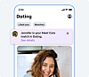 An image provided by Meta shows the company’s Facebook Dating feature. Facebook’s free dating service has 21 million users, more than the popular dating app Hinge, as the social network reinvents itself. (Meta via The New York Times)