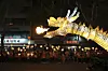 A giant lantern in the shape of a dragon blows out fire during the Lotus Lantern Festival ahead of the Buddha's birthday on May 5, in downtown Seoul on April 26. [AP/YONHAP]