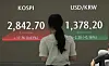 A screen in Hana Bank's trading room in central Seoul shows the Kospi opening on Friday. [YONHAP]