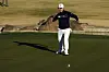 Kim Si-woo reacts after making a birdie putt on the 17th hole during the final round of The American Express tournament in La Quinta, California, on Sunday. [AP/YONHAP]