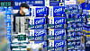 Oriental Brewery's Cass beers are displayed at a discount mart in Seoul. [YONHAP]