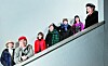 The band Leenalchi at the Music Creation Center for indie musicians in Mapo District, western Seoul, on Dec. 16. From left: Jang Young-gyu, Ahn Yi-ho, Shin Yu-jin, Jeong Jung-yeop, Lee Chul-hee, Lee Na-rae and Kwon Song-hee, [JUN MIN-KYU]