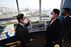 Yoon Seok-youl, presidential candidate of the main opposition People Power Party (PPP), right, speaks to his election campaign chief Kim Byong-joon in a visit to Milmaru Observatory in Sejong on Monday afternoon, as he kicks off a three-day visit to the Chungcheong region with 100 days left until the election next March. [JOINT PRESS CORPS]