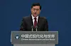 Chinese Foreign Minister Qin Gang speaks during the forum 'Chinese Modernization and the World' held at the Grand Halls in Shanghai on Friday. [AP/YONHAP]
