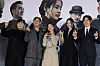 From left, actors Seo Hyun-woo, Park Hae-soo, Park So-dam, Lee Ha-nee and Sol Kyung-gu pose for photos during the press conference for 'Phantom' in Yongsan District, central Seoul, on Monday. [YONHAP]