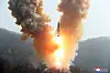 A photo released by the official North Korean Central News Agency on March 20 showing a rocket launch during a tactical drill to bolster the country's war deterrence and nuclear counterattack capability at an undisclosed location in North Korea on March 18 and 19. [EPA/YONHAP]