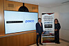 Posco Hodlings Chairman Choi Jeong-woo, left, with Hancock Chairwoman Gina Rinehart, right, at the Hancock offices in Perth, Australia, on Monday. [POSCO]