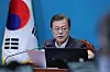 President Moon Jae-in speaks at a meeting with his senior aides in Seoul on Monday. [YONHAP]