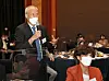 Einar Jensen, ambassador of Denmark, asks Hong Jeong-kee, vice minister of environment, a question.