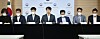 Lee Myung-soon, Financial Services Commission director general on consumer finance, center, announcing government measures against financial fraud with officials from other government departments, including the Justice Ministry, the police and the tax agency at the government complex in Seoul on Tuesday. [YONHAP]