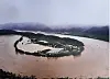 Hoeryongpo Meandering Stream in, Yecheon, North Gyeongsang, is seen submerged in water on Sunday. [CHA]