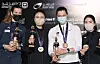 Choi In-jeong, second from left, won the senior women's épée gold medal at the Cairo Epee Grand Prix after beating silver medalist Auriane Mallo of France 15-14 in the finals while countrywoman Song Sera, far right, won the bronze medal after Choi beat Song in the semifinals. Choi is world No. 1 and Song is No. 5 in women's épée. [FIE/YONHAP]