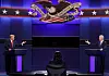 U.S. President Donald Trump, left, and former U.S. Vice President Joe Biden, the Democratic presidential candidate, face off in the final presidential debate at Belmont University in Nashville, Tennessee, Thursday. [AFP/YONHAP]