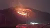 A wildfire blazes on in Hongseong County, South Chungcheong, on Sunday night. [JOONGANG ILBO]