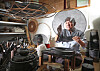 Master craftsman Park Chang-young, who was designated as No.4 intangible cultural property in 2000 for his expertise at making gat, is working on the traditional Korean hat at his studio located in Gwangmyeong, Gyeonggi. [PARK SANG-MOON]