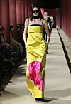 A model walks down Geunjeongjeon's haenggak, a roofed corridor, for the latest Gucci 2024 Cruise collection show on Tuesday. [GUCCI]