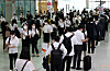 Applicants for Grade-9 civil service exam wait in line to have an interview at Kintex in Goyang, Gyeonggi on Aug. 5. [YONHAP]