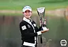 Park Min-ji holds her trophy after winning the SK Shieldus SK Telecom Championship at Lavie Est Belle in Chuncheon, Gangwon on Sunday. [KLPGA]