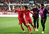 Son Heung-min celebrates after scoring the opening goal at Daejeon World Cup Stadium in Daejeon on Nov. 14.  [YONHAP]