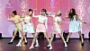 woo!ah! performs ″Danger,″ the lead track for its new EP ″JOY,″ during a showcase in southern Seoul on Thursday. [NV ENTERTAINMENT]