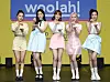 woo!ah! poses during a press showcase in southern Seoul on Thursday. [NV ENTERTAINMENT]