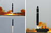 Photos released by the North’s official Korean Central News Agency (KCNA) Sunday show the launching of a Hwasong-15 intercontinental ballistic missile (ICBM) on Saturday. [NEWS1]