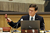 Bank of Korea Gov. Rhee Chang-yong at the Monetary Policy Board meeting held at the central bank office in central Seoul on Thursday. [JOINT PRESS CORP]