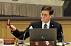 Bank of Korea Gov. Rhee Chang-yong at the Monetary Policy Board meeting held at the central bank office in central Seoul on Thursday. [JOINT PRESS CORP]