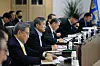 National Security Director Cho Tae-yong presides over a meeting of the presidential National Security Council in Yongsan District, central Seoul on Thursday, following the launch of a suspected long-range ballistic missile by North Korea earlier. [PRESIDENTIAL OFFICE]