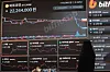 An electronic display board at Bithumb office in Seocho District, southern Seoul, shows Bitcoin plummeting on Monday. [NEWS1]