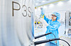 An employee works at a Samsung Biologics factory. [SAMSUNG BIOLOGICS]