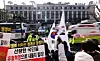 Supporters of impeached President Yoon Suk Yeol hold up Korean flags and demand his reinstatement across the street from the Constitutional Court in Jongno District, central Seoul, on March 18. [NEWS1]