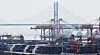 Containers are stacked at Pyeongtaek Port, Gyeonggi on April 21. [YONHAP]