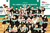 Hana Financial Group CEO Ham Young-joo, pictured fourth from right in the second row from the top, along with the participating startup teams, pose for a photo at the concluding outcomes meeting for the ″Hana Social Venture University program' held on Monday. [HANA FINANCIAL GROUP]