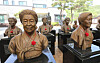 Statues representing Korean victims of Japanese wartime sexual slavery stand at a community center for the victims in Gwangju, Gyeonggi, on Wednesday. Each statue has been made posthumously for the victims. [NEWS1]