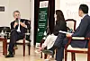 Stephen Dunbar-Johnson, international president of The New York Times Company, far left, speaks during a panel discussion at Ewha Womans University in Seodaemun District, western Seoul, on Tuesday. [PARK SANG-MOON]