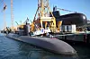 Two 3,000-ton, conventionally powered Dosan Ahn Changho-class attack submarines are berthed in Daewoo Shipbuilding & Marine Engineering's shipyard in Geoje, South Gyeongsang in November. [YONHAP]