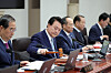 President Yoon Suk Yeol, center, presides over a Cabinet meeting at the Yongsan presidential office in central Seoul on Tuesday, after completing a trip to Paris and Hanoi last week. [JOINT PRESS CORPS]